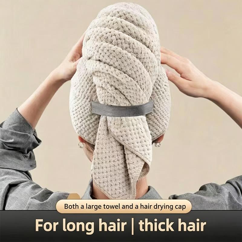 

Microfiber Hair Towel Wrap Super Absorbent Quick Dry Hair Turban Waffle Drying Cap with Elastic for Long Curly Hair 1PC молочный белый