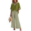 New European and American women's clothing hot-selling V-neck top back pants set