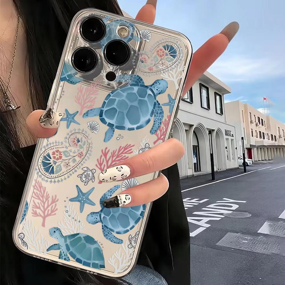 Summer Cartoon Turtle Pattern Phone Case For Xiaomi Mi Poco X6Pro X6 X7 X5 Pro Mi Poco F7 Pro F6 F5 Clear Bumper Cover