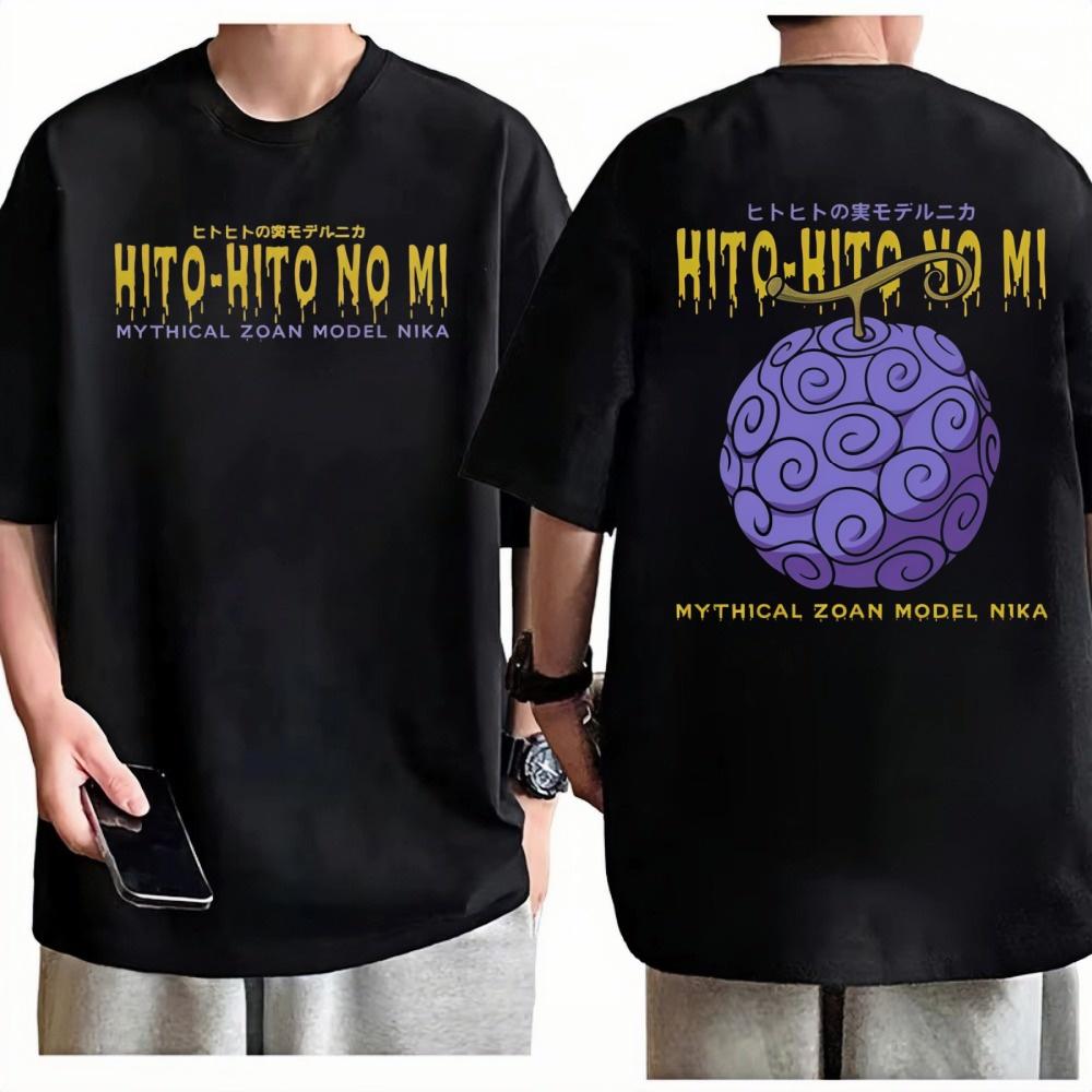 One Piece Hito Hito No Mi TShirt Unisex Nika Devil Fruit Graphic Print Crew Neck Pure Cotton Fashion Tops For Men Women S
