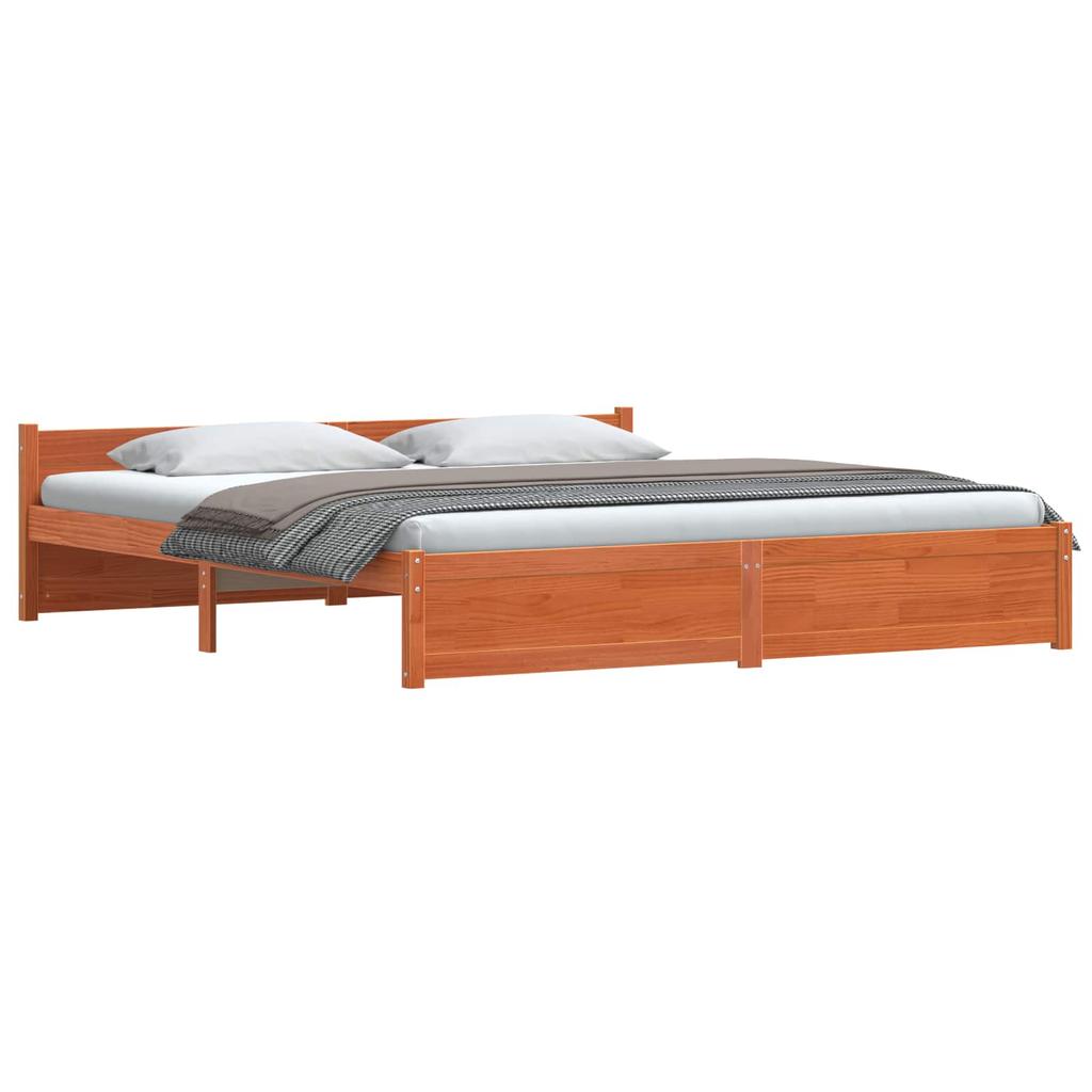Bed Frame with Headboard Wax Brown 205.5 X 185.5 X 51 Cm