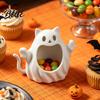 Holiday Seasonal Ornaments 3D Printed Halloween Ghost Cat Storage Holder Decorative Kitten Statue with Unique Lover Gifts Hollow Storage Candy Bowl