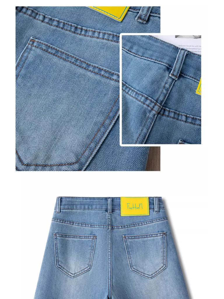 High-Waisted A-Line Denim Shorts for Women - Summer Thin, Loose Fit, Mid-Length, Four-Point Wide-Leg Design