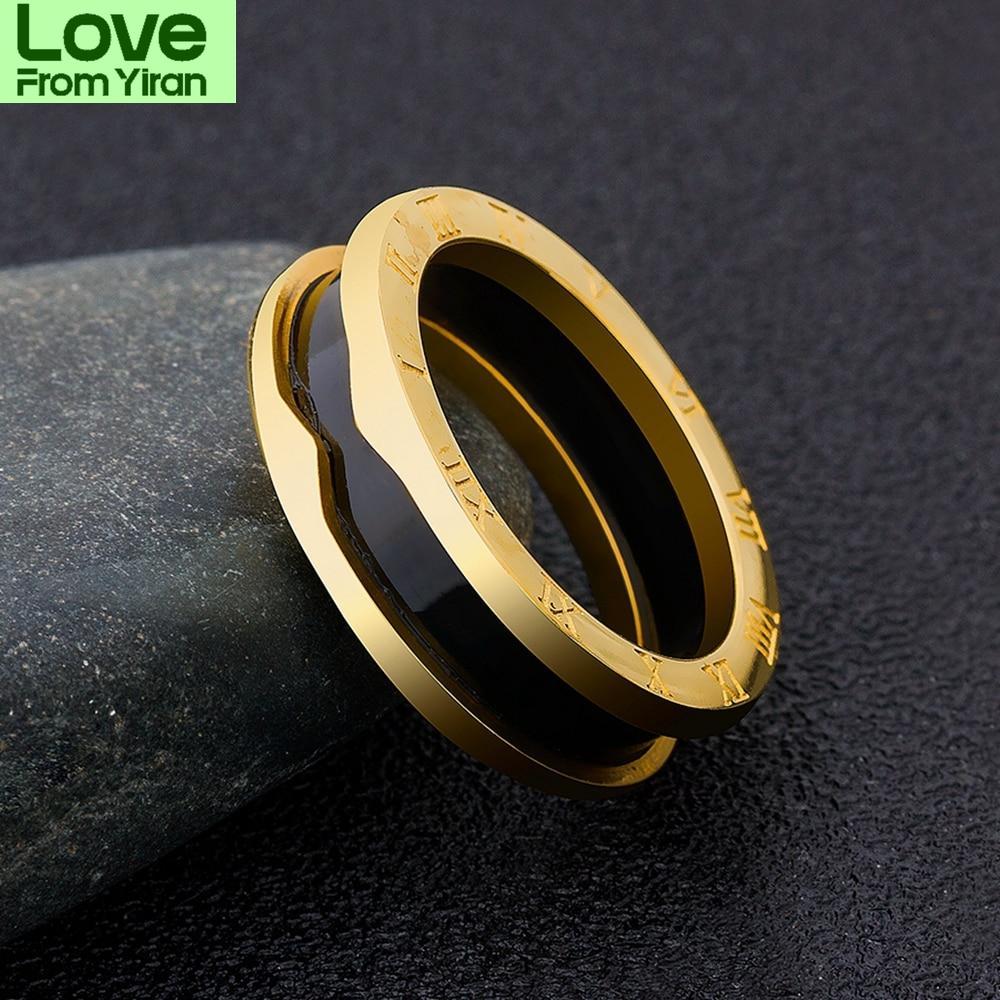 3 Colors Men 'S Roman Numerals Women Rings Charm Finger Trendy Stylish Zircon Stone Punk Stainless Steel Rings Couple Bridal Wedding Occasion Jewelry