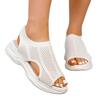 Leichte Damen-Sandalen mit offener Zehenpartie aus Strick-Netzstoff, atmungsaktive Slip-On-Schuhe für den Alltag mit gepolsterter Sohle und flexibler Laufsohle