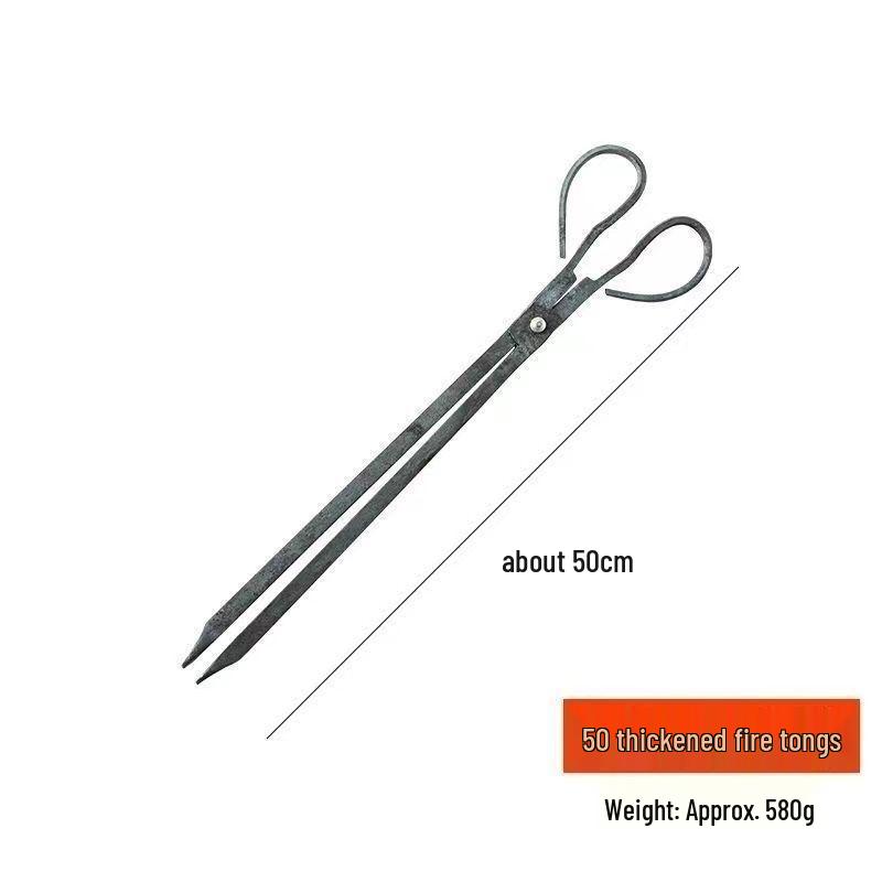 Handmade Long Steel Fire Tongs: Thick, Old-Fashioned Design for Sanitation & Cleaning