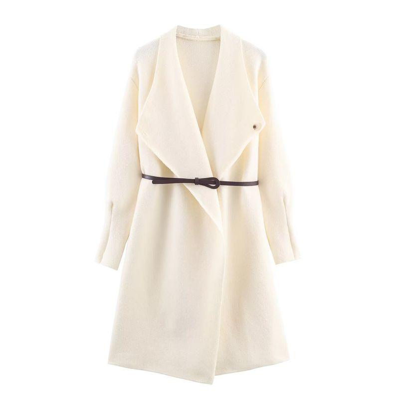 Za Export New Arrival Women's Clothing ZR Fashion Wind Fashion Street Easiest for Match Loose and Simple Configuration Belt Knitting Overcoat