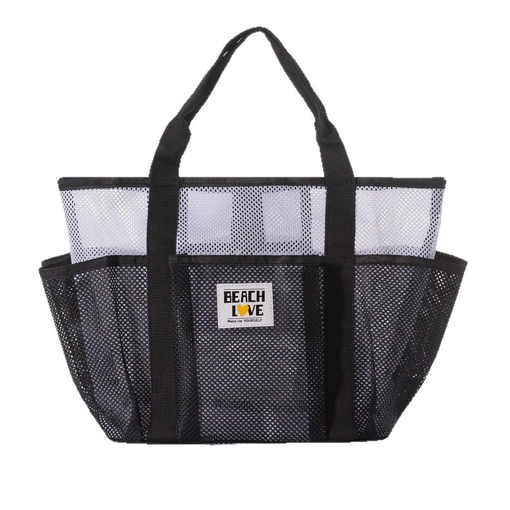 Travel Beach Bag With Multiple Pockets Large Capacity Waterproof Mesh For Vacation And Swimming