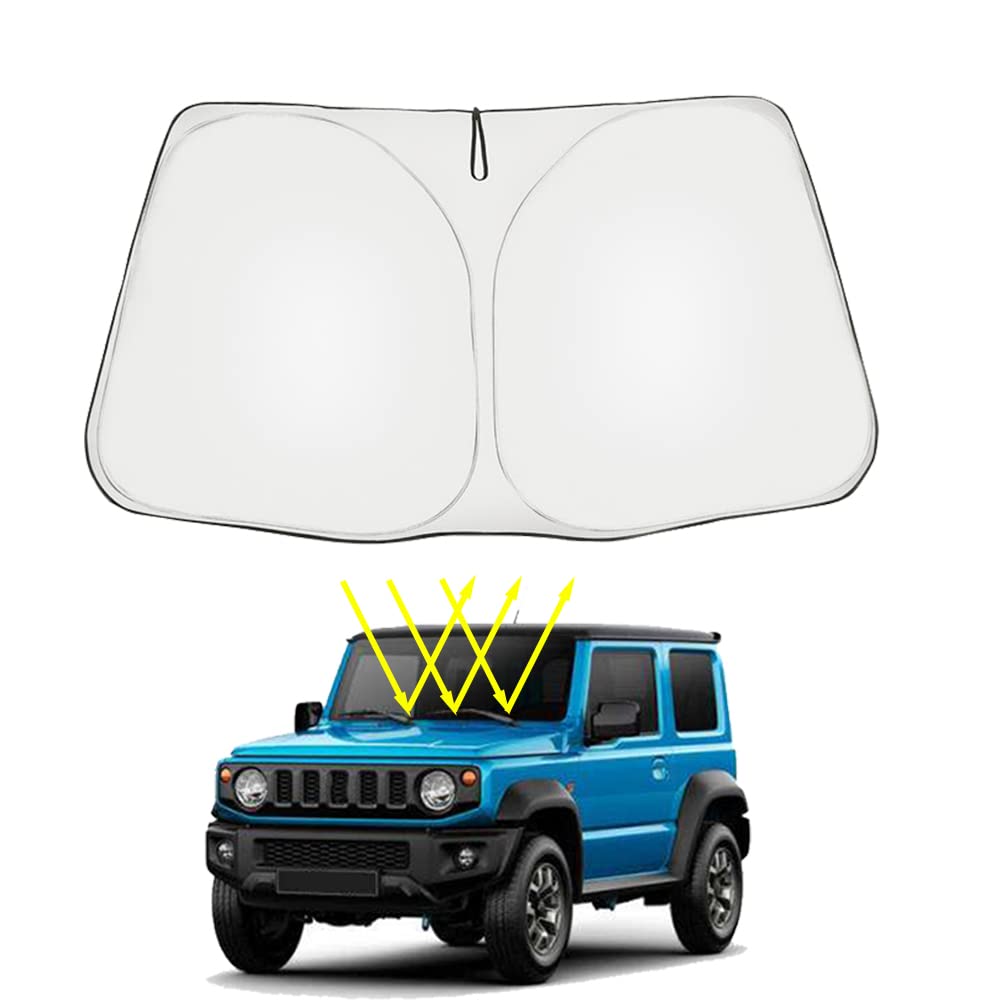 Kakash Suzuki Front Windshield Shade UV Car Blackout Sun Interior Easy Storage Bag Design Compatible with Suzuki Jimny 2019 Sunshade, Sunshade,