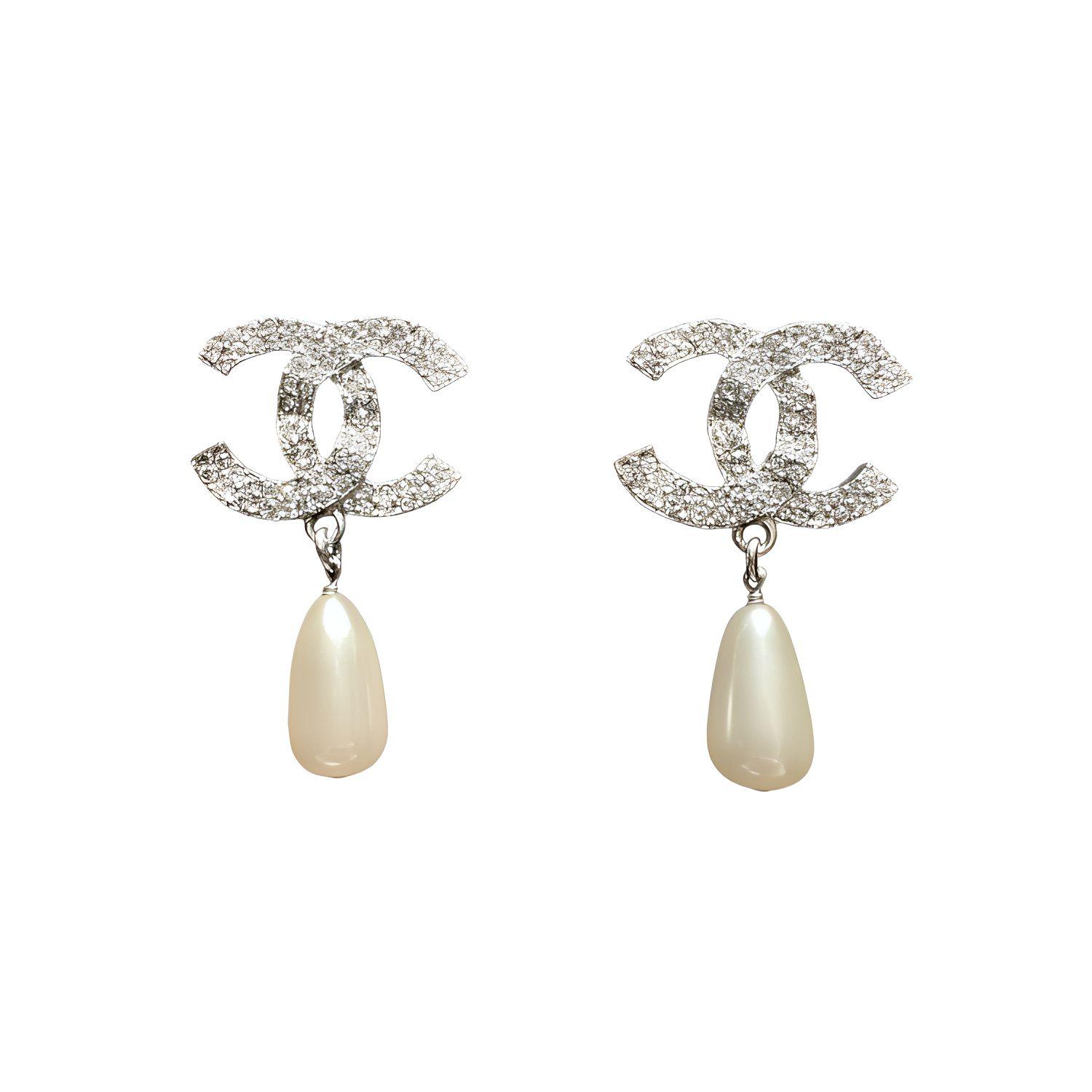 

Chanel Double C Water Drop Crystal Pearl Earrings Unisex Earrings Silver AB4297-B03543-N7886 Silver,F