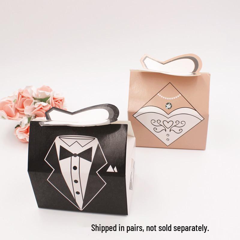 

Western-Style 3D Cartoon Wedding Gift Box - Bride & Groom Candy Packaging Price per pair