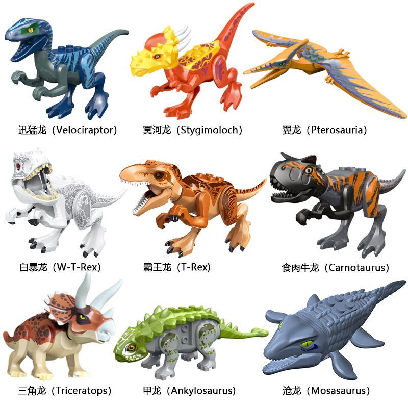 Dinosaur Building Block Model Tyrannosaurus Rex Pterosaur Triceratops Velociraptor Small Particle Assembly Children'S Toys