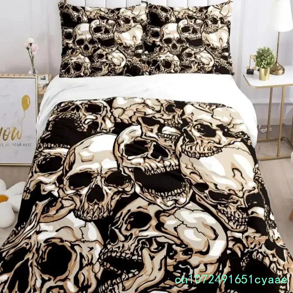 Skull Art HD Print Comfortable Duvet Quilt Cover Pillowcase Bedding Set Children Bedroom Decoration Home Textile