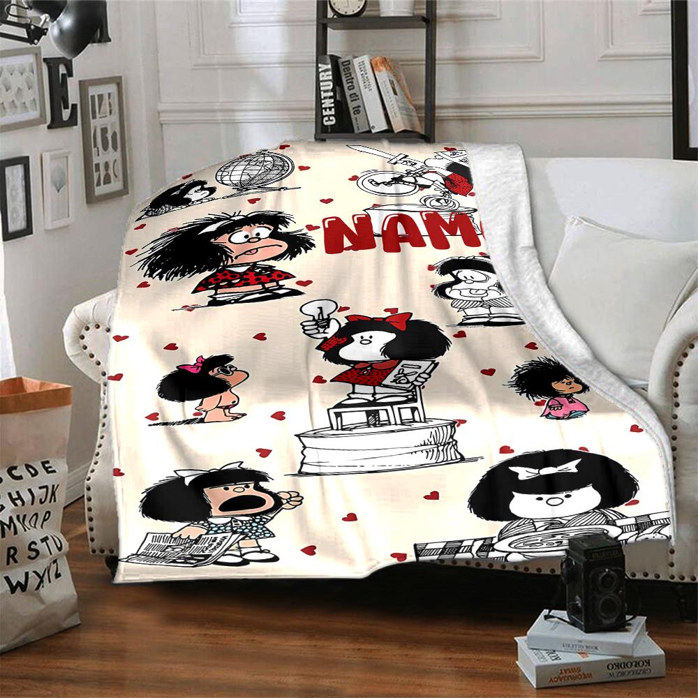 Custom Name Mafalda'S Adventures Party Blanket For Couch Bed Plush Cozy Fuzzy Blanket Super Soft Warm Blankets For Fall And Winter 091626