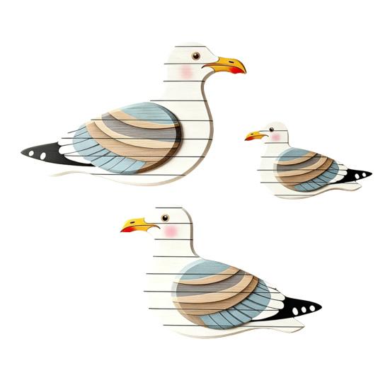 3Pcs/Set Wooden Sea Duck Wall Decoration Farmhouse Rustic Sea Bird Wall Art Sculpture Home Living Room Bathroom Wall Decorative Sign