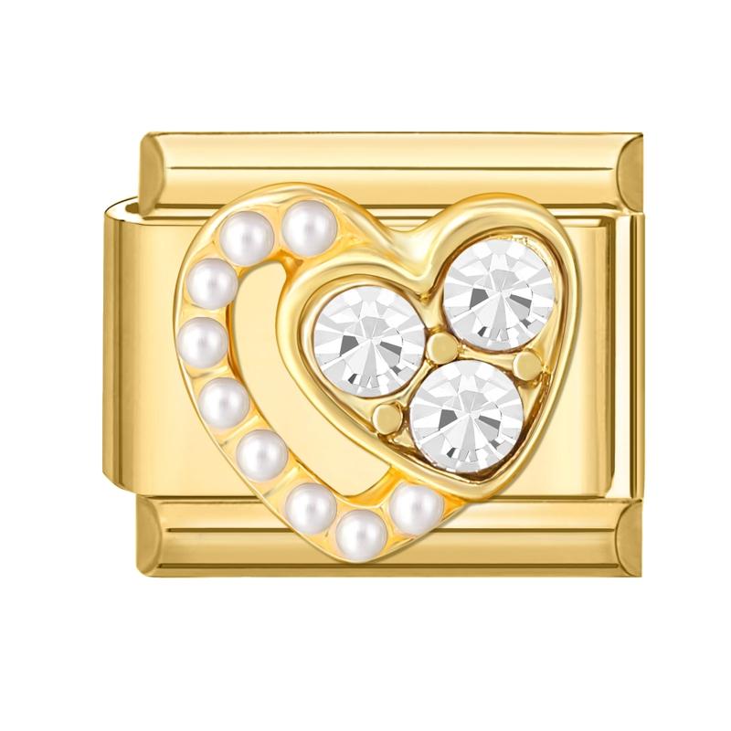 New Y2K Gold Color Butterfly Moon Bow Shell Star Pearl Pendant Italian Charm Link Fit 9mm Stainless Steel Bracelet DIY Making