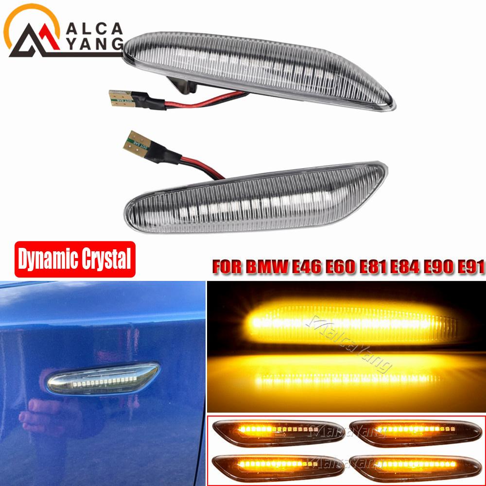 2pcs For BMW E90 E91 E92 E93 E60 E61 E81 E82 E83 E84 E88 E46 LED Dynamic Side Marker Turn Signal Lights