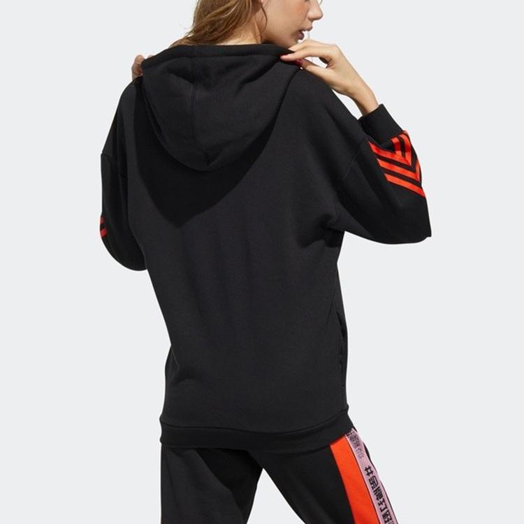 Adidas Neo Wzry Hdy Print Stripe Sport Pullover Hoodie Women Tops Black GD2187