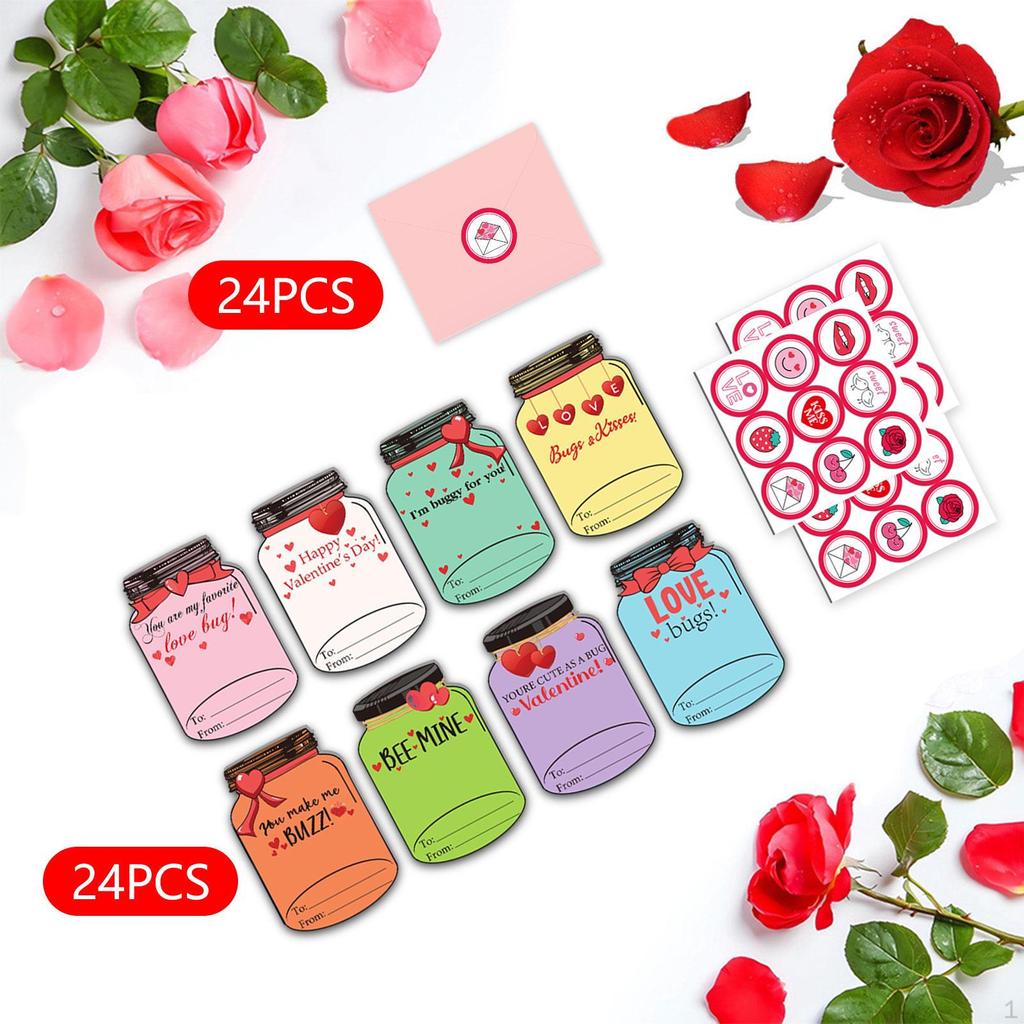 24 Assorted Valentines Day Cards for Kids - Cute and Playful Greetings