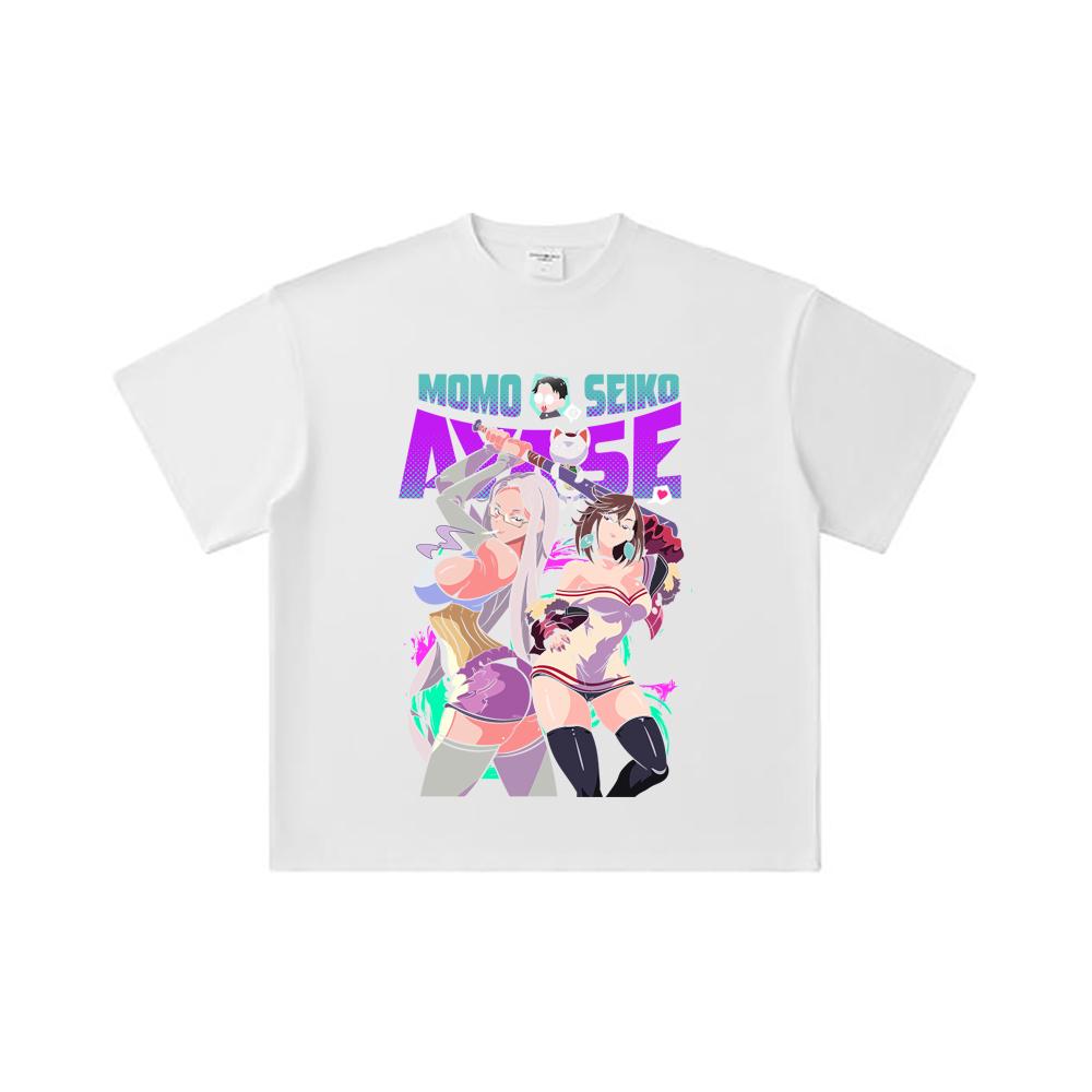 260 GSM Double Yarn 32 Count 100% Cotton Dandadan V22 Momo Seiko Print Unisex Heavy Cotton T Shirt