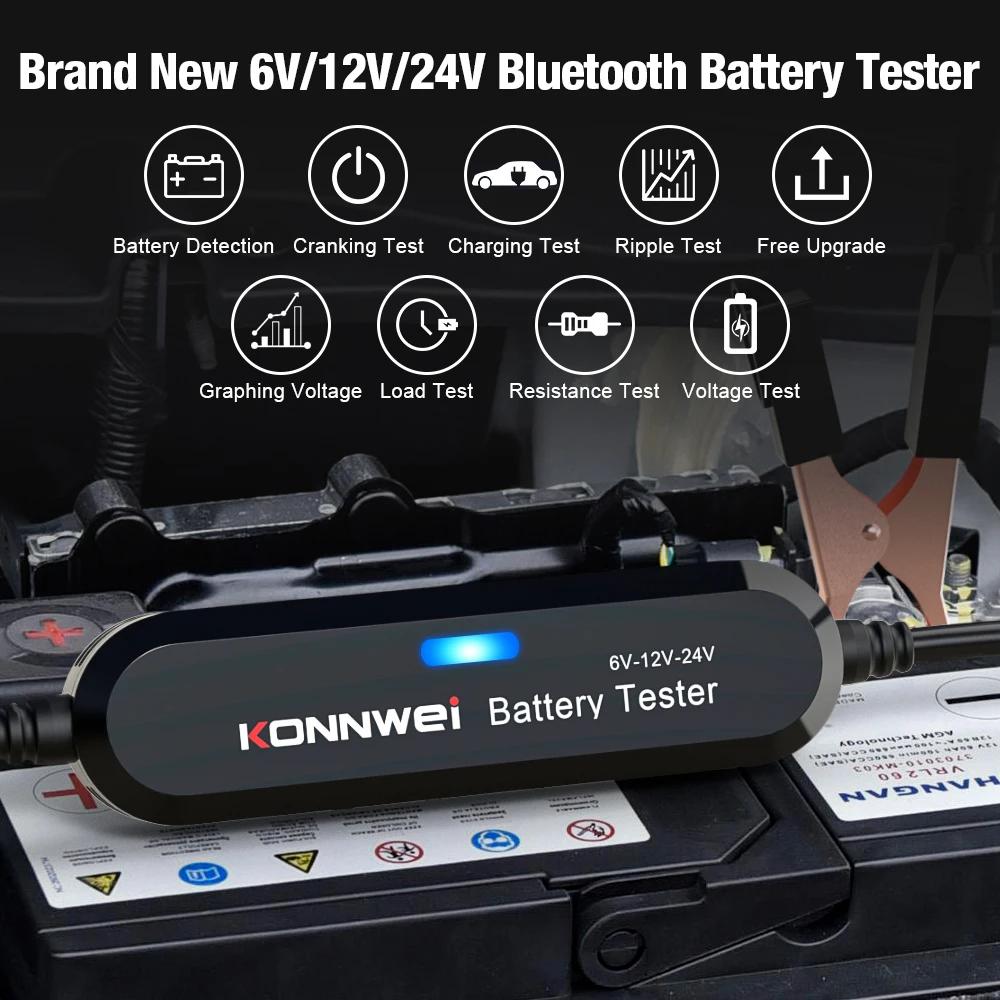 KONNWEI BK200 6V 12V 24V Bluetooth 5.0 Car Motorcycle Truck Battery Tester Battery Analyzer 2000 CCA Charging Cranking Test Tool