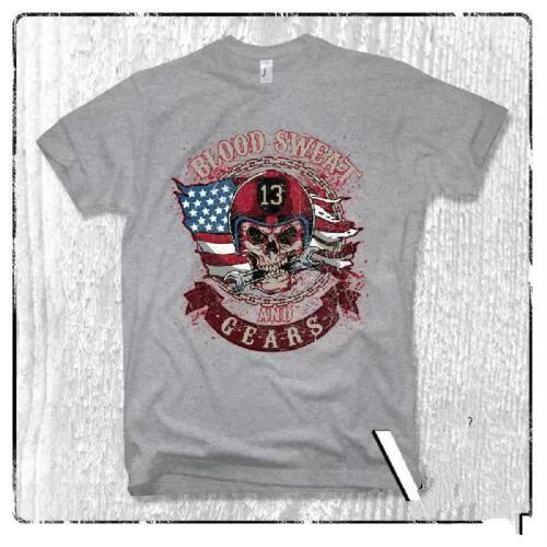 Motorcycle Skull Oldschool Rockabilly Bobber Rocker Bike Chopper Biker Gift TShirt Cotton Short Sleeve ONeck Mens T Shirt New S