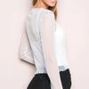 Sexy Mesh T-shirt Women's Long Sleeve Shiny Silk Bottom Shirt Fashion Tops