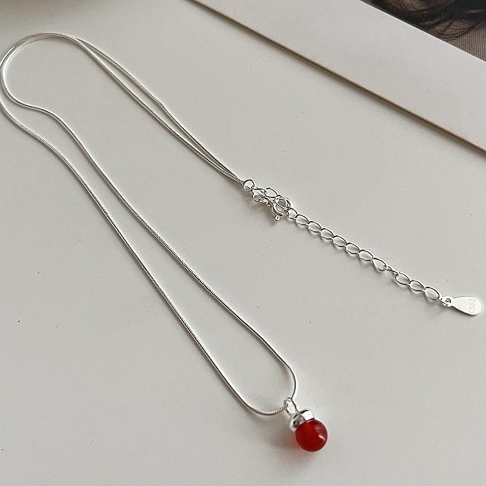

PANJBJ 925 Sterling Silver Black Agate Necklace for Women Water Drop Minimalism Design Trend Office Jewelry Gift Dropshipping
