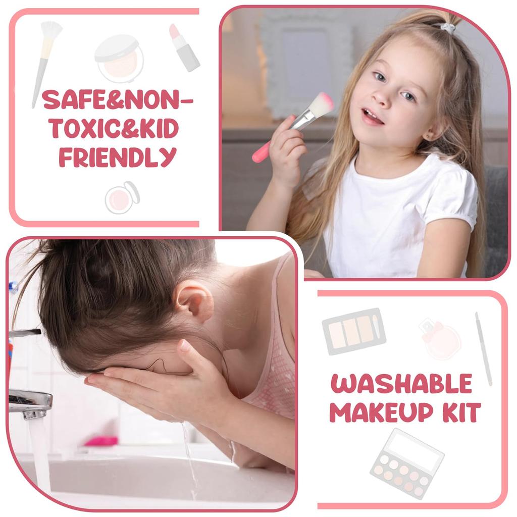 Makeup Set for Girls, Toy Makeup Set for Elementary School Girls, Ages 6, 7, 8, 9, 10, 11, 12, 13, Birthday Gift, Crossbody Cosmetic Bag, Christmas Gi