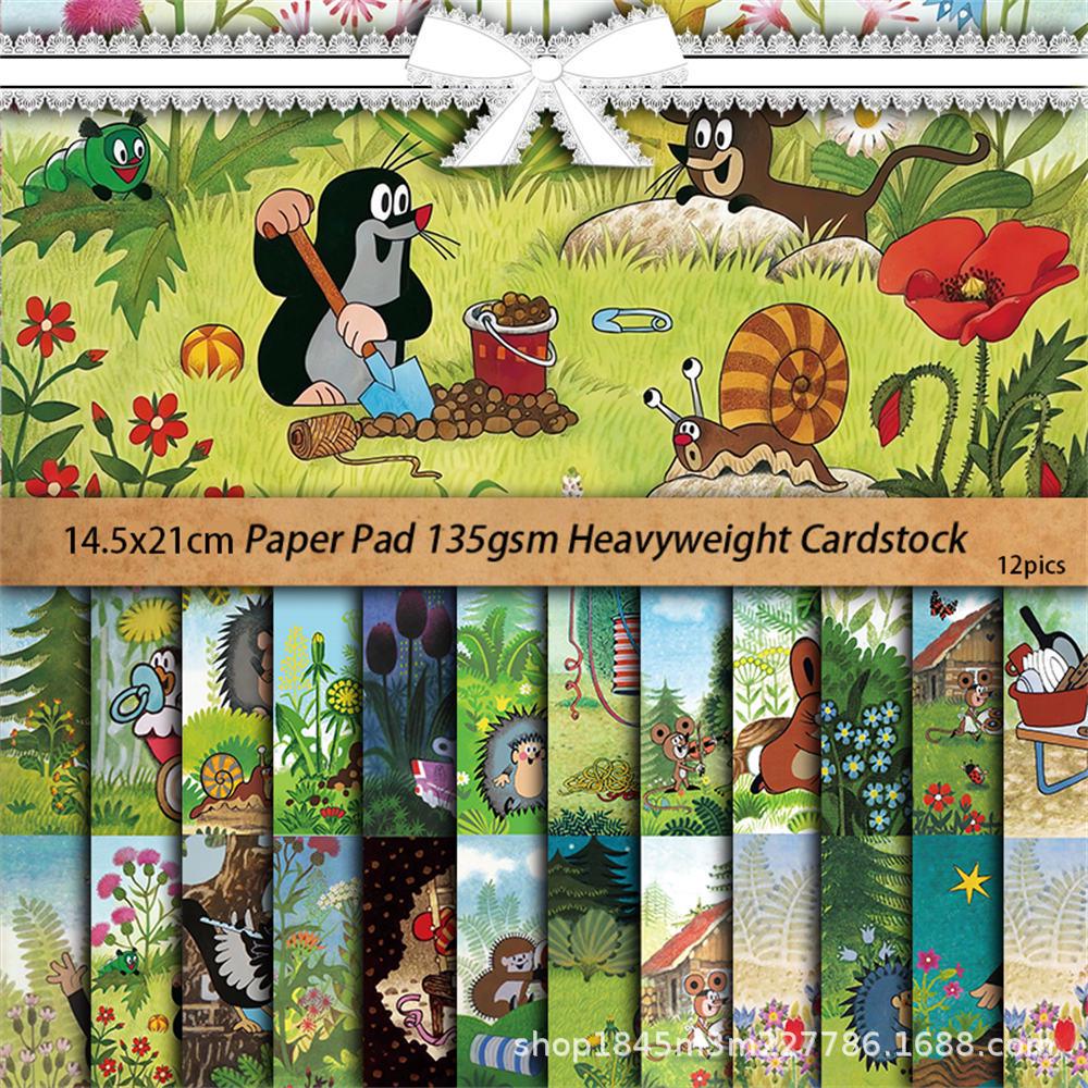 12 листов винтажной бумаги с иллюстрациями из «Истории крота» для ведения дневника и коллажа