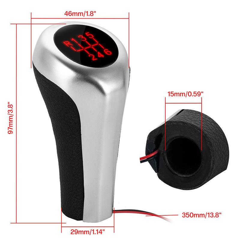 LED Light 5/6 Speed Car Gear Shift Knob Silver Carbon Fiber For BMW E46 E90 E91 E92 E36 E30 E32 E34 E36 E38 E39 E60 X1 X3 X5