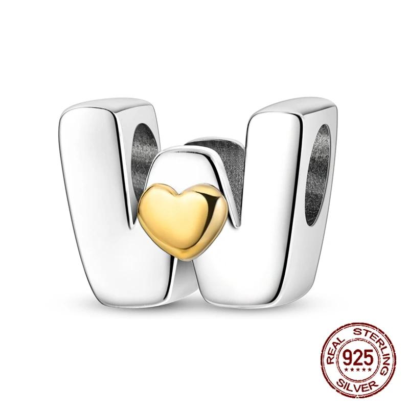 Copper Yellow Love 26 Letters Diy Love Charms Beads Fit 4Mm Hole Diameter Bracelets Fine Birthday Jewelry Gift