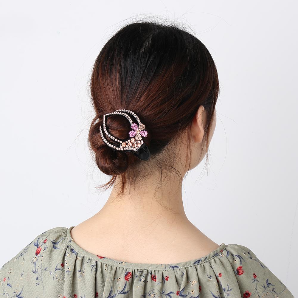 Crystal Headwear Hairpins Flexible Rhinestone Hair Clip Hollow Claws Acrylic Heart  Flower