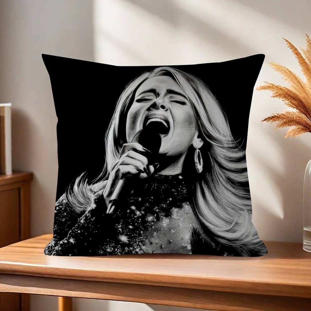 Singer Adele Black Pillow Covers Cartoon Sofa Decorative Home Doublesided Printing Short Plush Cute Cushion Cover