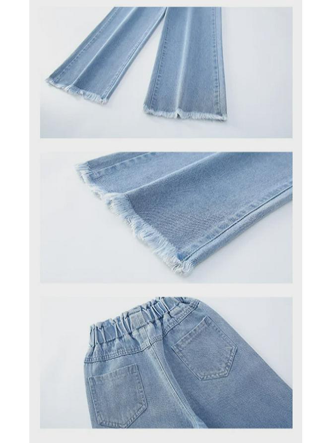 Dżinsy z szerokimi nogawkami dla dziewcząt 2023: Nowe spodnie wiosenno-jesienne w stylu koreańskim dla dzieci średnich i dużych