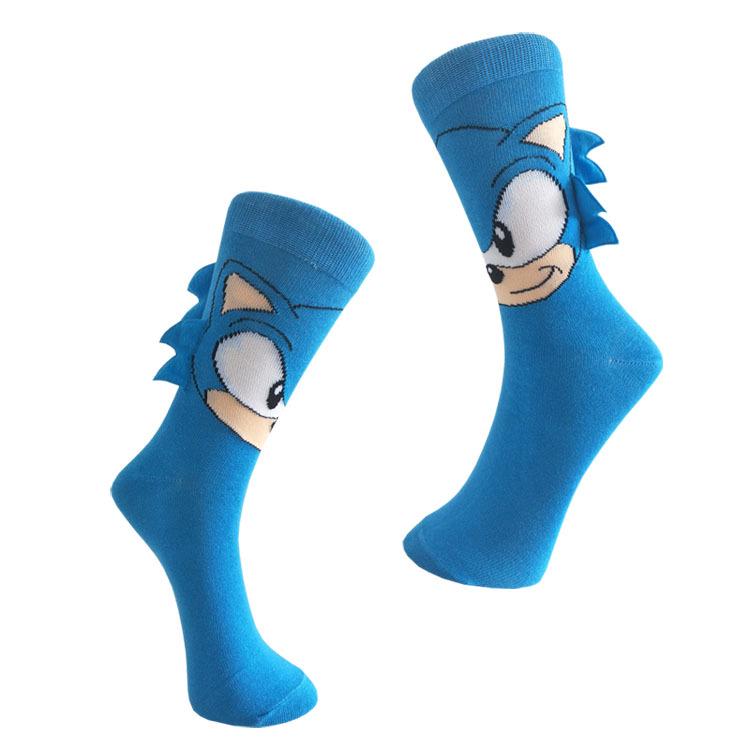 Calzini da uomo a metà polpaccio personalizzati: Corno di Unicorno & Cartoni Animati di Sonic the Hedgehog