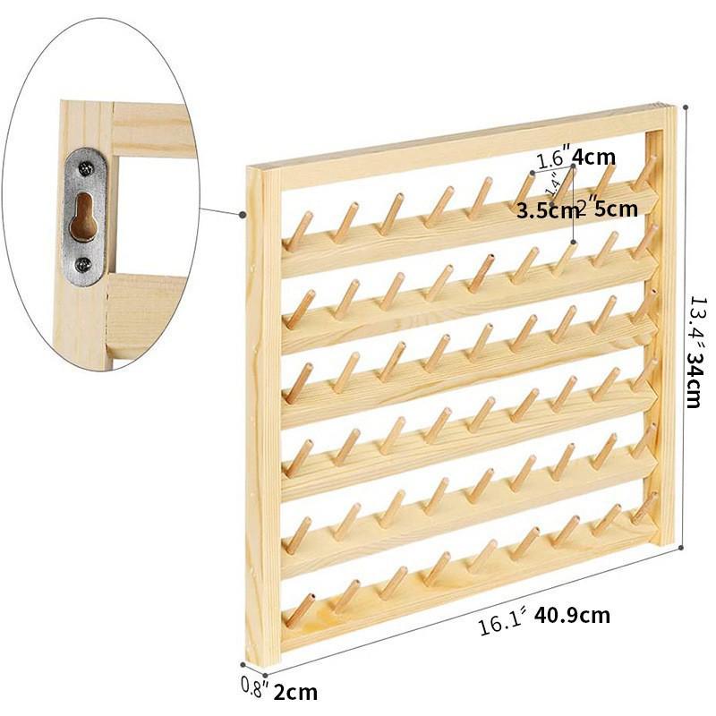 Wooden Sewing Bobbin & Thread Holder Rack with Thread Ball/Coil Storage for Wig Stand
