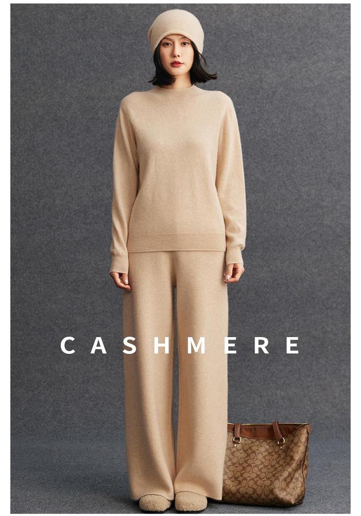 Women's Cashmere Loose Half-High Neck Sweater – Versatile Casual Knitwear for Autumn/Winter