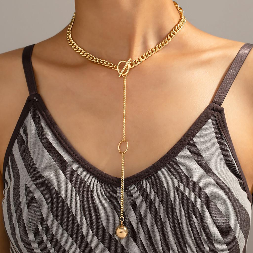 Chain Geometric Statement Necklace For Women In Trendy Gold And Finishes Silver