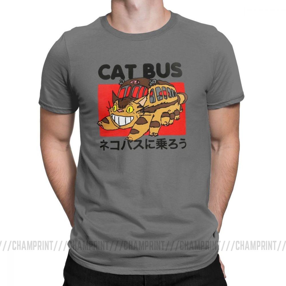 Men S T Shirt Cat Bus Funny Cotton Tee Shirt Short Sleeve My Neighbor Totoro T