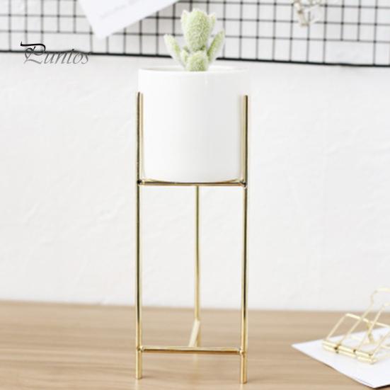 Elegant Ceramic Planter 1 Set Flower Pot Stylish Iron Frame Stand Plant For Office Flowerpot for Home Room Decoration