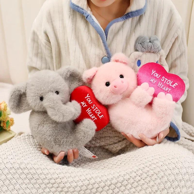 Tegneserie Elefant / Gris Holder Hjerte Plysjleker Søt Myk Nydelig Kosedyrpute Baby Berolige Dukker Bursdag Festival Gave