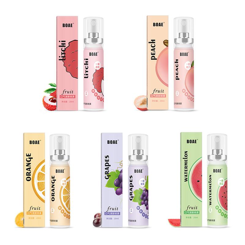 Spray pour haleine fraîche, saveur de Fruit, désodorisant pour la bouche, élimine la mauvaise haleine, soins buccaux, Portable, travail, voyage, Spray doux longue durée