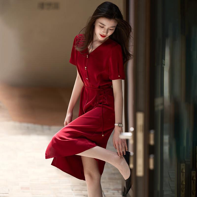 Sanpowa Women s Summer V-Neck A-Line Dress XL