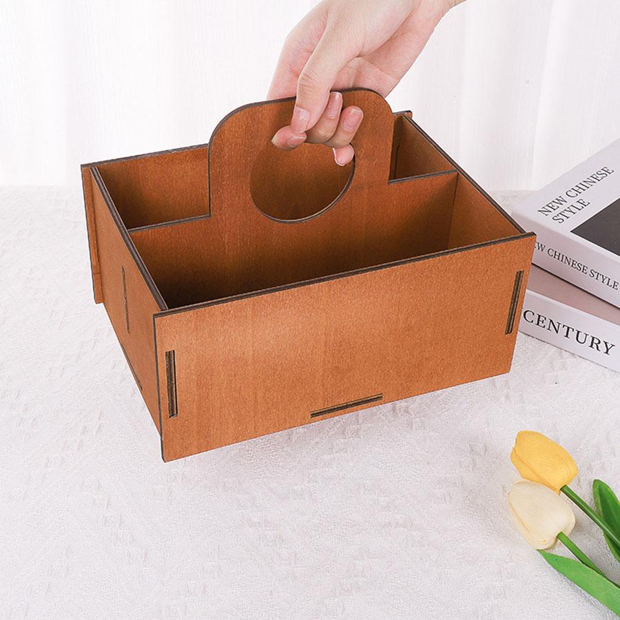 Retro Solid Wood Storage Box Desktop Basket Book Snacks Fruit Cosmetics Organizer Boxes Home Bedding Room Basket