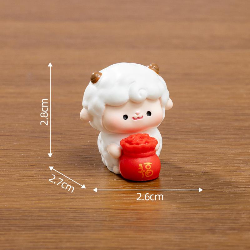 2027 Goat Year Miniature Ornaments Zodiac Cartoon Lucky Sheep Diy Car Decoration Office Desktop Decor Ornaments