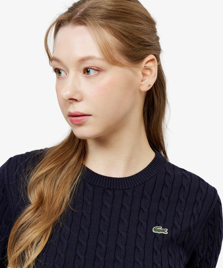 LACOSTE Women'S Cable Short Sleeve Crew Neck Sweater Af590E-56G 166