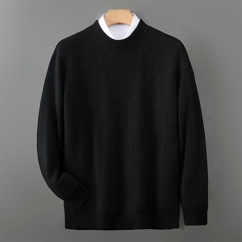 Men's 100% Pure Wool High Neck Seamless Knitwear Base Layer – Loose, Thickened, and Perfect for Autumn/Winter.