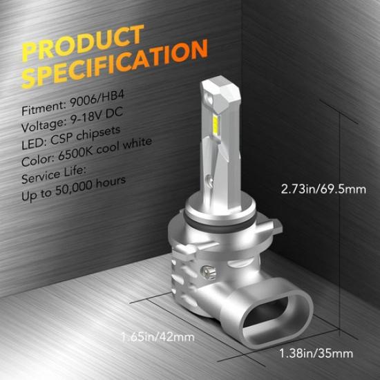 OXILAM 9006 HB4 LED Headlight Lamp Bulb Low Beam White Super Bright 6500K Light