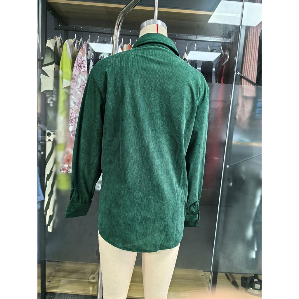 Men's POLO Shirt Solid Color Corduroy Lapel Shirt